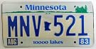Minnesota 10,000 Lakes 1962, Maroon numbers with cream background (fair-good condition)