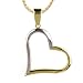 14k 2-Tone Bonded Gold and Silver Half and Half Tilted Heart Pendant, 16
