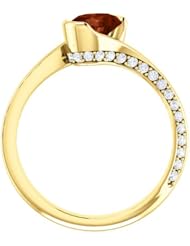 14K Yellow Gold 7.00x5.00mm Oval Cut Mozambique Garnet and Diamond Ring -- LIFETIME WARRANTY