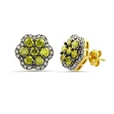 14K Yellow Gold Yellow Diamond 1.53 Carat Flower Earrings
