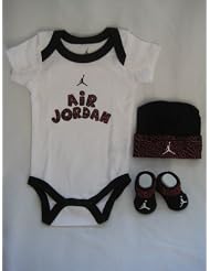 Nike Jordan Infant New Born Baby Boy Girl Shoulder Bodysuit, Booties and Cap 0-6 Months... by