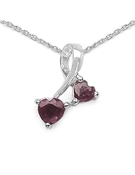 0.90 Carat Genuine Ruby Sterling Silver Pendant Necklace. 18"