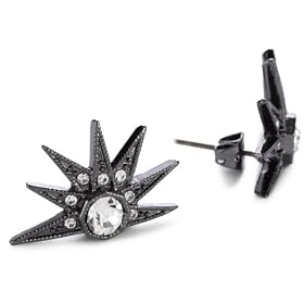 House Of Harlow 1960 Gunmetal Half Shaped Stargazer Earrings