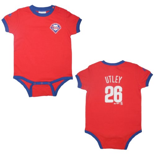 MLB Philadelphia Phillies Utley #26 Baby / Infant One-Piece Short Sleeve Bodysuit / Romper / Onesie - Red (Size: 12M ) at Amazon.com