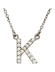 Letter K Diamond Initial Necklace in 14k White Gold