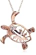 14k Choice of White, Yellow or Rose Gold Diamond Turtle Pendant (.04 cttw, H-I Color, I2-I3 Clarity), 18"