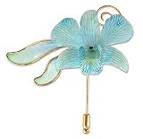 Natural orchid gold-plated stickpin, 'Baby Blue' 3 W 4 L