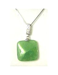 The Olivia Collection 925 Silver Jade Square Heart Pendant on 18 Inch Chain