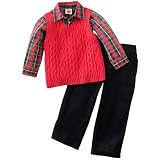 Goodland Great Guy Toddler Boy's 3 Piece Cable-Knit Vest Sweater/Pant Set - Size: 2T