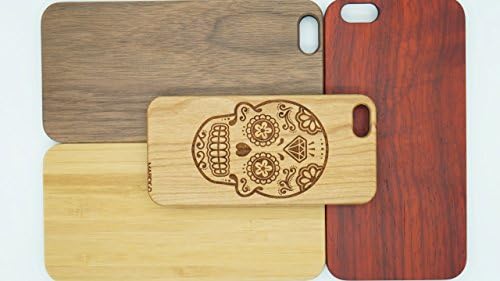 New Style Diamond Sugar Candy Skull Cases Custom Engraved For iPhone 6 Plus, iPhone 6S Plus Phone, Fashion Luxury Wood Case (Maple Wood)