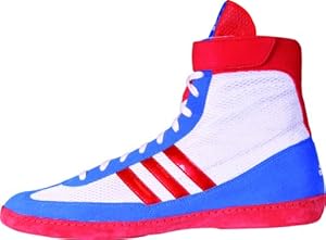 Adidas Wrestling Men's Combat Speed 4 Wrestling Shoe,Running White/Vivid Red/Blue Beauty,8 M US
