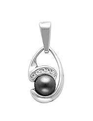 Platinum Black Akoya Cultured Pearl and Diamond Pendant -- LIFETIME WARRANTY