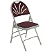 National Public Seating 1000 Series Steel Frame Premium Fabric Upholstered Seat Fan Back Folding Chair with Triple Brace, 480 lbs Capacity, Burgundy/Gray (Carton of 4)