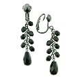 Onyx Dreams Multi Tiered Beaded Clip On Earrings