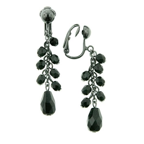 Onyx Dreams Multi Tiered Beaded Clip On Earrings