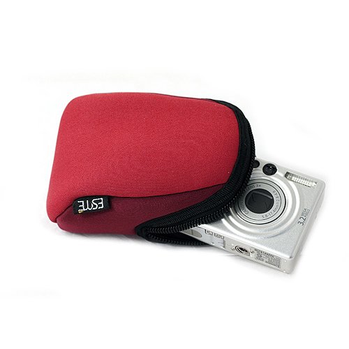 Neoprene Rugged Camera Case with Detachable Shoulder Strap and Key Ring (Red) for the Sony Cyber-shot DSC-TX1/H 10MP 