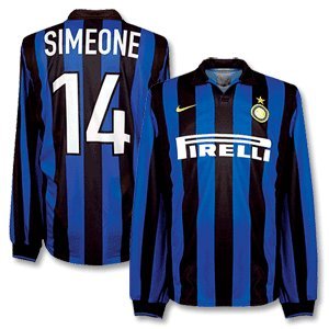 98-99 Inter Milan Home L/S Jersey + Simeone 14 98-99 Inter Milan Home L/S Jersey + Simeone 14