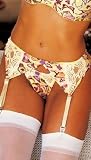 1st Fantasies CLOSEOUT Sexy and Fun Lingerie Printed Charmeuse and Lace Thong (Garterbelt not included)