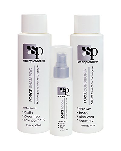 FORCE -Hair Loss Prevention and Regrow Treatment Kit- INCLUDES: 16oz Force Shampoo, 16oz Force Conditioner, 4oz Force Lotion by Smart Protection