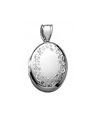 14k White Gold Oval Premium Weight Locket Under 5/8 inch x Over 3/4 inch Tall