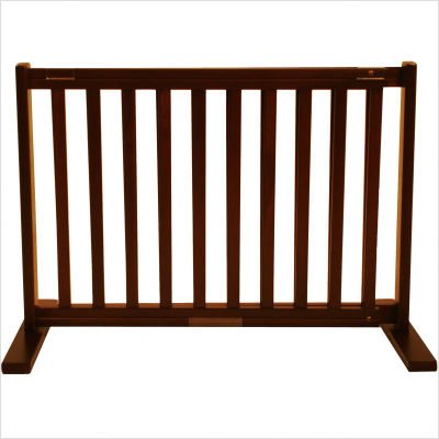 20 All Wood Small Free Standing Pet Gate in Mahogany