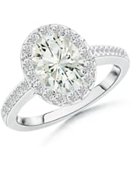 Oval White Moissanite Halo Ring