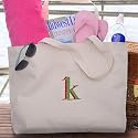 Embroidered Monogram Canvas Tote Bag