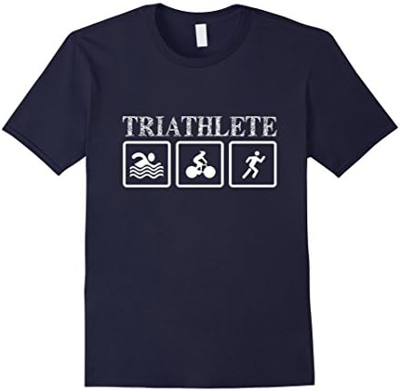 Men's TRIATHLETE T-Shirt Swim Bike Run Triathlon Tri T-Shirt Medium Navy