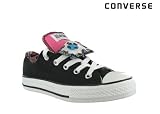 Converse Girl's Chuck Taylor All Star Ox Double Tongue (Youth) Size 2 Black/Pink