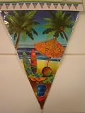 Tropical Luau Surf Board Umbrella Beach Party Flag Banner 12 Foot Long
