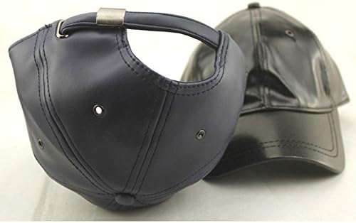 Deture Mens Faux Leather Hip Hop Street Dance Adjustable Hat Baseball Cap Navy
