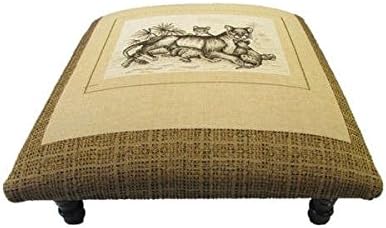 Ottoman / Pouf ottoman, Transitional Style Square Shaped, Safari Lion Design Footstool/Ottoman OSF604 (7 "H x 15" L x 15 " W)