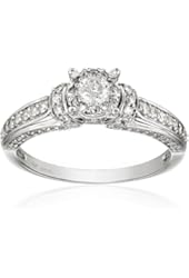 10k White Gold Engagement Ring with Round-Cut Diamond (9/10cttw, I-J Color, I2-I3 Clarity)