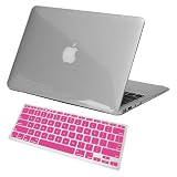 Premium Skque Clear Hard Plastic Crystal Case + Pink Silicone Keyboard Skin Cover for Apple MacBook Air 13.3