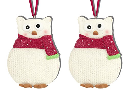 Holiday Lane Owl Clay Set of 2 Christmas Ornaments