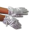 Short Gloves with Bow and Pearl Drops in White