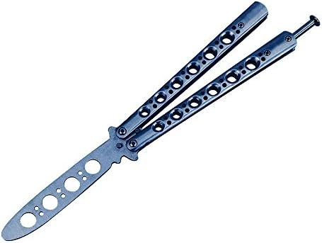 Butterfly Training Knife, Stomg Stainless Steel Dull Blue Practice Pocket Knives Trainer Tool