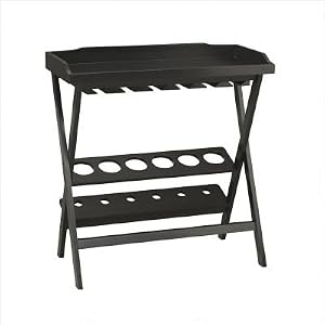 Carolina Cottage Antique Black Tuscany Folding Wine Stand Rack by