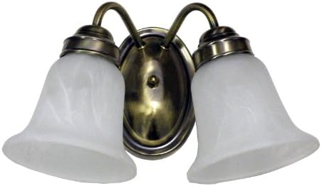 Marquis Lighting 8202-140-1-AB Wall Vanity with Alabaster Shades, Antique Brass