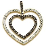1/2 Carat Chocolate & White Diamond 10k Yellow Gold Double Heart Pendant