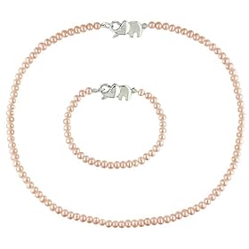 4-5 mm Pink Freshwater Pearl Baby Necklace and Bracelet Set: Jewelry