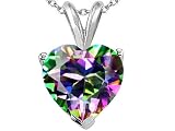 2.00 cts Genuine Mystic RainbowTopaz Heart Emerald Pendant - 14kt White or Yellow Gold