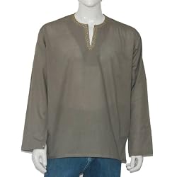 Mens Long Sleeve Casual Cotton Shirt Kurta India Chest 44 inches (gsk547)