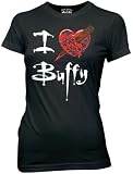Buffy The Vampire Slayer I Heart Buffy TV Series Show Film Juniors Black Tee Shirt T-shirt