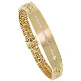 14k Gold Rolex Link Style 8" Mens Bracelet, w/ 0.75 Carat Baguette & Princess Cut Diamonds, 7/16" (11mm) wide