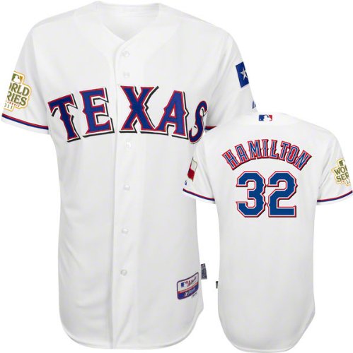Josh Hamilton Jersey: Texas Rangers #32 Home White Authentic Cool Baseâ