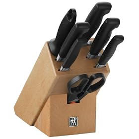Four Star Knife Block Natural Wood with 8 Pieces Cutlery Set