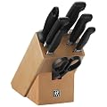Four Star Knife Block Natural Wood with 8 Pieces Cutlery Set