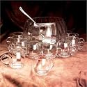 OPTIC PUNCH SET - OPTIC GLASS PUNCH SET, 12 CUPS, BOWL AND LADLE