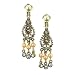 Brass Tone Simulated Pearl Mini Chandelier Clip On Earrings